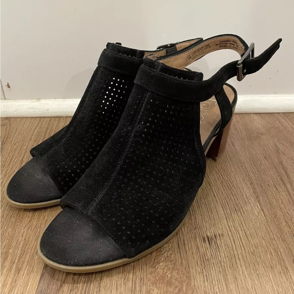 Franco Sarto Ankle Black Suede Heels